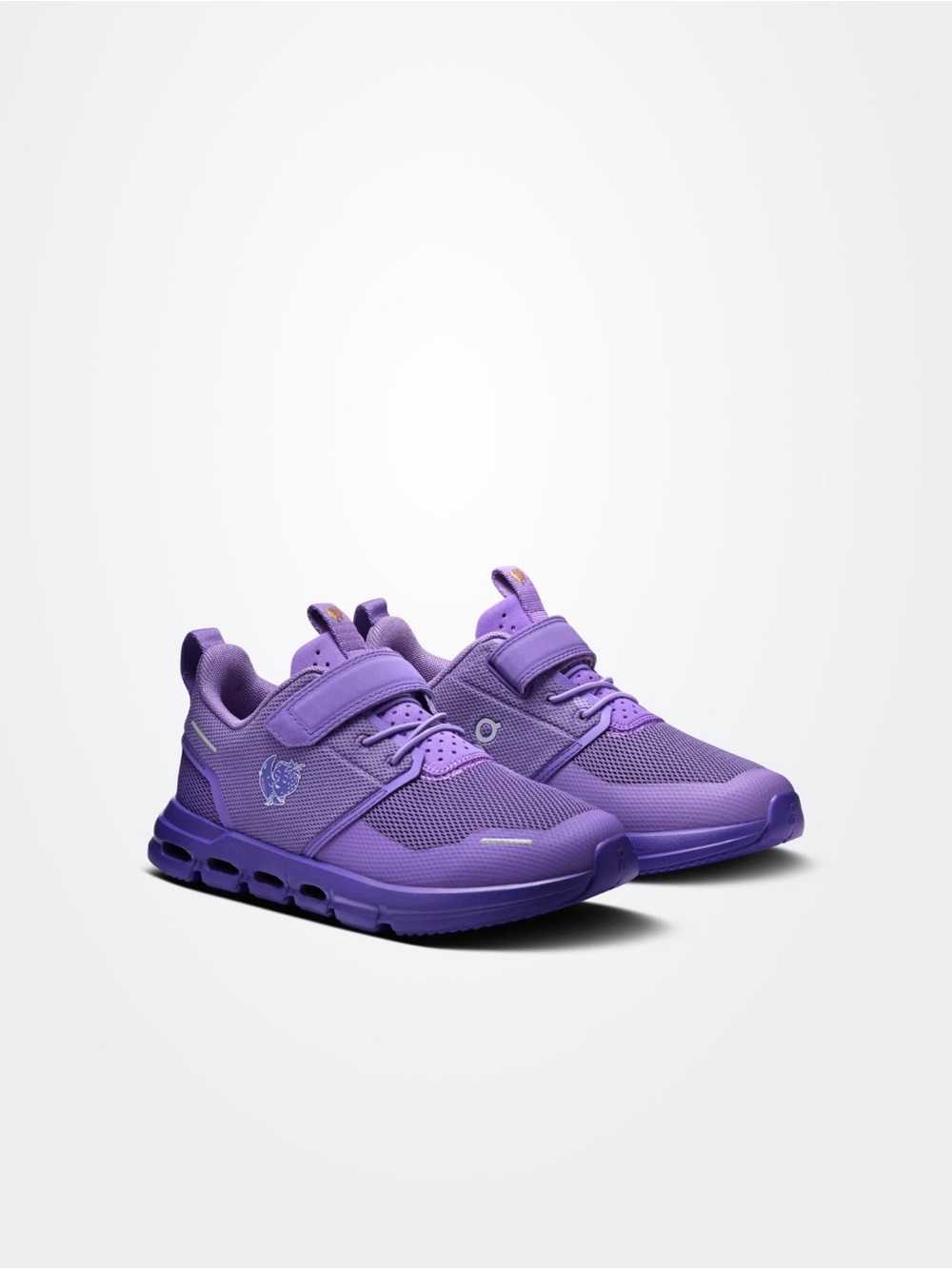 ON Cloud Play SHF Kids Lightweight Purple Athletic Sneakers with Secure Strap
